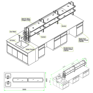 Banco di Prova con Cappa Aspirante dal Design Moderno, Panche Laterali Centrali, <span class=keywords><strong>Set</strong></span> di Prova con Superficie in Resina Epossidica per Scuole - Product Image 3