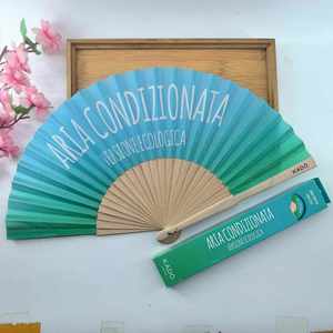 Wholesale Promotional <b>Gift</b> Printed Logo Advertising Hand Held Fan Spun Silk Cloth Wooden Bamboo Folding Hand Fan Custom - Product Image 4