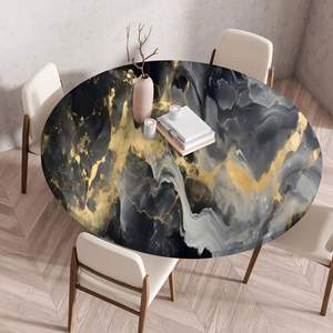 Wholesale <strong>Marble</strong> Printed <strong>Dining</strong> <strong>Table</strong> Cloth Waterproof Elastic Round <strong>Table</strong> Cover - Product Image 6