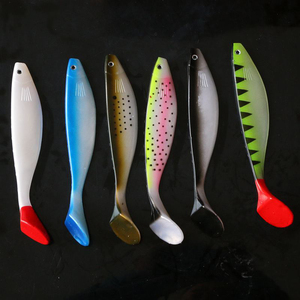 Señuelos de Pesca de 20g y 26g, Precio de Fábrica OEM, Señuelo Artificial de PVC con Cola de Paleta, 6 Colores, Señuelo Suave con Cola en <span class=keywords><strong>T</strong></span> para Pesca en Agua Salada - Product Image 3
