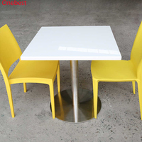 Table et chaises pliantes carrées 4 places en pierre de surface solide blanche pour salle à manger commerciale