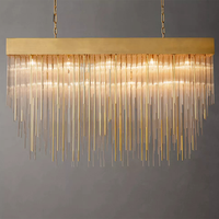 Lustre linéaire en cristal pour salle à manger, luminaire suspendu moderne de luxe à intensité variable pour longue table à manger, éclairage personnalisé OEM ODM