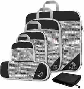 Organisateur de bagages extensible pour voyage, ensemble de 6 pièces, cubes de compression en tissu maillé - Product Image 1