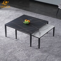Table basse rectangulaire moderne haut de gamme en pierre frittée, motif marbre, pour hall d'hôtel et réception de bureau