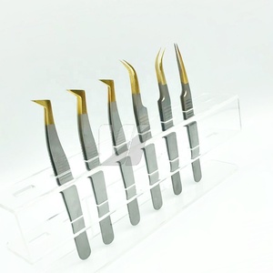Pince à épiler d'extension de cils en acier inoxydable japonais enduit de gris de haute qualité pointu Logo personnalisé poignée durable professionnelle - Product Image 4