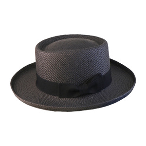 Chapeau Panama en paille fine tressée pour homme, à calotte plate avec rainure centrale, style Fedora à bord plat - Product Image 3