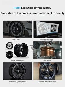 Jantes Beadlock personnalisées Hunt 17 18 20 pouces 5x127 6x135 mm Noir brillant usiné forgé pour Ford Jeep Land Rover Tout-terrain - Product Image 5