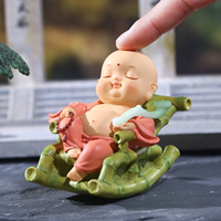 Petite figurine de moine Maitreya en résine, statue relaxante, décoration Feng Shui chinoise, ornement de bureau à domicile, cadeaux de collection