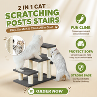 Escalier pour chiens et chats, griffoir en bois durable et satiné, antidérapant, montage facile, supporte 150 lb, 3/4 marches pour usage intérieur