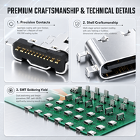 Connecteur femelle étanche Type C, double prise frontale, montage sur carte PCB, prise et connecteur USB C