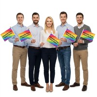 Drapeaux de cheering personnalisés en polyester imperméable pour marathon, légers, avec mât doré, impression double face, livraison rapide en 24h