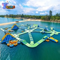 Parc aquatique gonflable commercial directement de l'usine, parcours d'obstacles aquatiques flottants modulaires pour lac et mer