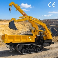 Dumper sur chenilles en caoutchouc de 8 tonnes personnalisé en usine avec grue hydraulique de 3 tonnes à 360° °   Basculeur rotatif sur chenilles pour le transport de matériaux de construction