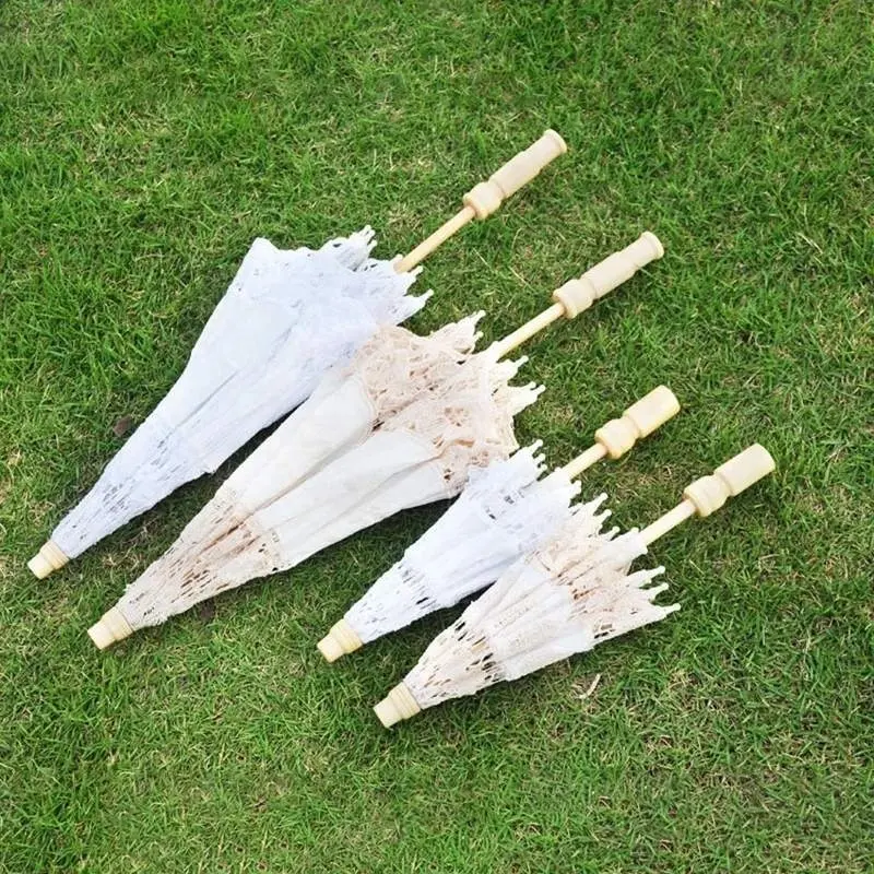 Guarda-chuva de renda bege branco, guarda-sol vintage de renda para decoração de casamento e fotografia