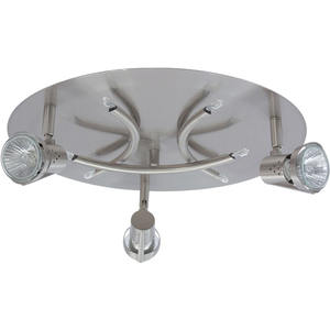 Plaque ronde Daniel 3xGU10 + 6x10WG4 (12V) Nickel Aluminium 12xD.36cm Spots 3x10WG4 Al.12xD.36cm Plaque - Product Image 1