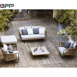 Grosir kustom mebel rotan-BFP Satu Atap Mebel Rotan Luar Ruangan Kualitas Tinggi Set Sofa Santai Furnitur Rotan Eropa Furnitur Taman