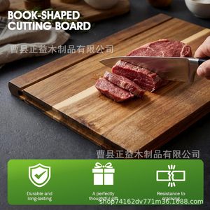 Ensemble de planches à découper en bois massif Nedvi, 3 pièces, en forme de livre, pour la cuisine, pour couper le fromage, le pain, la viande, le poisson - Product Image 3