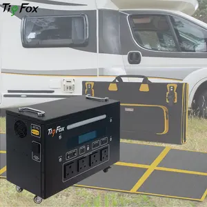 TigFox generator listrik tenaga surya 2500w 3072wh, sistem stasiun daya portabel dengan roda