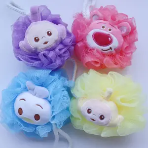 Esponjas de chuveiro para o bebê Kids Mesh pouf Colorido Bonito Corpo Puff Animal Em Forma De Loofah Bola De Banho Esponja Do Mar Pele Do Corpo Limpo