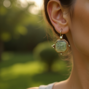 Orecchini a Perno Geometrici Vintage Placcati Oro Antico con Perle Imitate e Incastonatura a Castone, Gioielli di Moda per Donne - Product Image 2