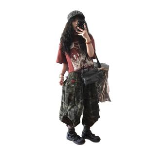 Clothing Design Sense Cute Casual American <b>Camouflage</b> Three Quarter Boot-Cut <b>Women</b> Winter Thin Wide-Leg Loose Chiffon <b>Cargo</b> - Product Image 5