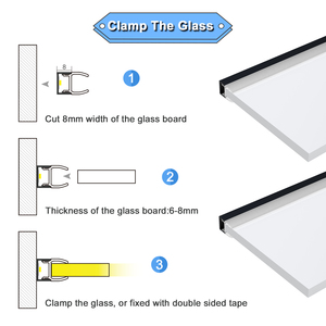 Profilo in <span class=keywords><strong>Alluminio</strong></span> per Illuminazione Lineare con Morsetto per Vetro e Acrilico, per Vetrine Domestiche - Product Image 4