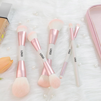 Ensemble de pinceaux de maquillage professionnels de luxe en fibres synthétiques vegan, 5 pièces, avec logo personnalisé, pour le visage et l'application de correcteur