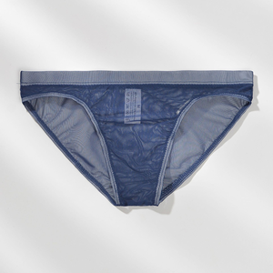 Slip da <span class=keywords><strong>Uomo</strong></span> Ultra Sottile Trasparente in Rete Lavorata a Maglia a Vita Bassa, Lingerie Intima Sexy con Logo in Tessuto Gauze - Product Image 6