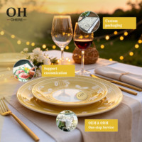 Service de table de luxe en porcelaine fine jaune clair – Assiettes décoratives pour mariage, événements, traiteur et location