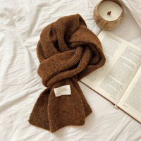 Écharpe longue en polyester tricoté pour l'hiver, douce, duveteuse, de haute qualité, brossée, couleur unie mélangée, pour femme