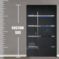 Nouvelle porte d'entrée d'hôtel moderne en acier extérieur à double battant avec verre de sécurité et ouverture latérale