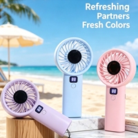Ventilateur portable USB, mini ventilateur à main, moteur sans balais, ventilateur silencieux avec affichage LED pour le bureau, les voyages, l'extérieur, la voiture, le camping-car