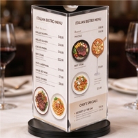 Présentoirs rotatifs pour affichage de prix, support triangulaire en plastique rotatif, porte-menu, brochure acrylique à 3 faces, présentoir de détail amovible et plat