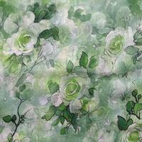 Tissu en popeline de coton imprimé de fleurs à l'aquarelle personnalisé, motif de roses vintage pour robe, chemisier, textile de maison pour femmes