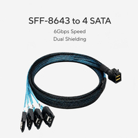 Cable de Datos para Sistema RAID de Estación de Trabajo, SFF-8643 a 4 SATA Mini SAS HD, 12Gbps, 36 Pines, 7 Pines, Doble Blindaje de Aluminio