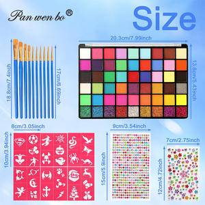 54 couleurs enfants à base d'eau non toxique peinture pour le visage Kits de peinture pour le visage professionnels pour enfants avec 10 pinceaux et pochoirs - Product Image 2