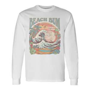 Camiseta de manga larga Beach Bum Surf Wave Vintage Tropical Sunset - Product Image 1