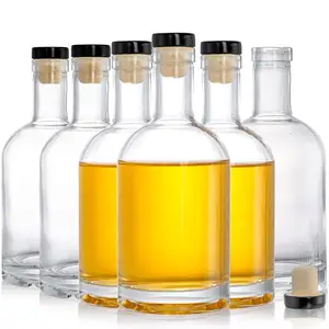 Botellas de vidrio 250ml 375ml 500ml 700ml Atacadistas Whisky Água Suco Garrafa de Vinho Rum Clássico Engarrafado