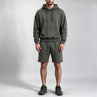 Ensemble sweat à capuche et short pour homme, vert olive, 2 pièces, pull à capuche, short de jogging à cordon, automne, personnalisable OEM ODM