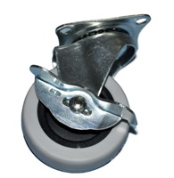 Roue pivotante HJ Caster Grey 75X25mm, plaque pivotante en polypropylène TPR, roulement à billes en acier, frein de glissement, capacité de charge de 70 kg
