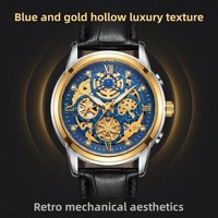 Montre Cassaro pour homme, automatique, squelette, quartz, bracelet en acier inoxydable, cadran 41 mm, affichage lumineux des aiguilles, tendance et élégante