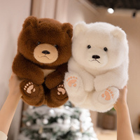 Adorable ours en peluche brodé, jouet en peluche super doux, ours polaire réaliste, jouets en peluche en coton PP, cadeaux anti-stress