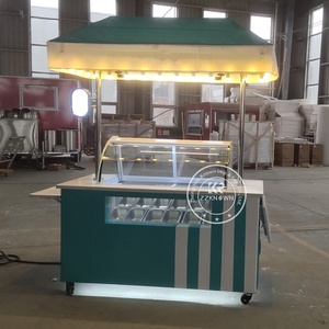 Chariot <span class=keywords><strong>à</strong></span> glaces mobile personnalisé, petit et durable, pour gelato et sucettes glacées, chariot de vente ambulante pour crème glacée - Product Image 4