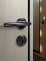 Manija Circular de Aleación de Zinc Negro Mate de Diseño Moderno y Lujoso para Puerta de Madera