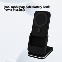 Portátil plegable 3 en 1 estación de carga inalámbrica 5000mAh Led Night Light Power Bank para iPhone Watch Airpods