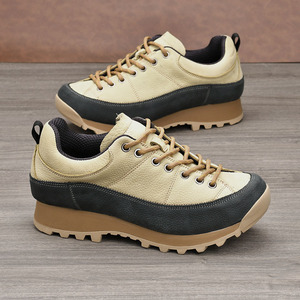 Chaussures de randonnée pour hommes en cuir, bout rond, semelle extérieure en caoutchouc, semelle intermédiaire en EVA, amorties, toutes saisons, pour la marche en plein air, les voyages, chaussures décontractées - Product Image 4