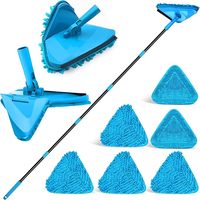 Nouvelle serpillière murale avec long manche pliable, outil de nettoyage de plafond avec raclette, et brosse triangulaire pour plinthes