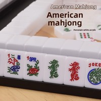 Tuiles de Mahjong Américaines pour Usage Domestique, en Plastique Couleur Ivoire, Fabriquées à la Main, Personnalisées, Dragon Rouge, Dragon Vert, Cartes à Jouer Joker