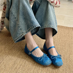 Chaussures Mary Jane élégantes à bout rond pour femmes, chaussures plates de ballerines pour femmes, chaussures habillées décontractées en simili cuir suédé, couleurs bonbon - Product Image 3