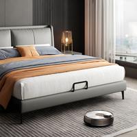 Lit plateforme moderne de luxe en cuir PU rembourré, design italien, avec tête de lit capitonnée, écologique et doux – Offre spéciale